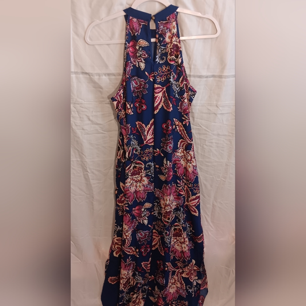 Xhilaration Blue/Pink Floral Halter Maxi Dress Womens Size M - Picture 4 of 4